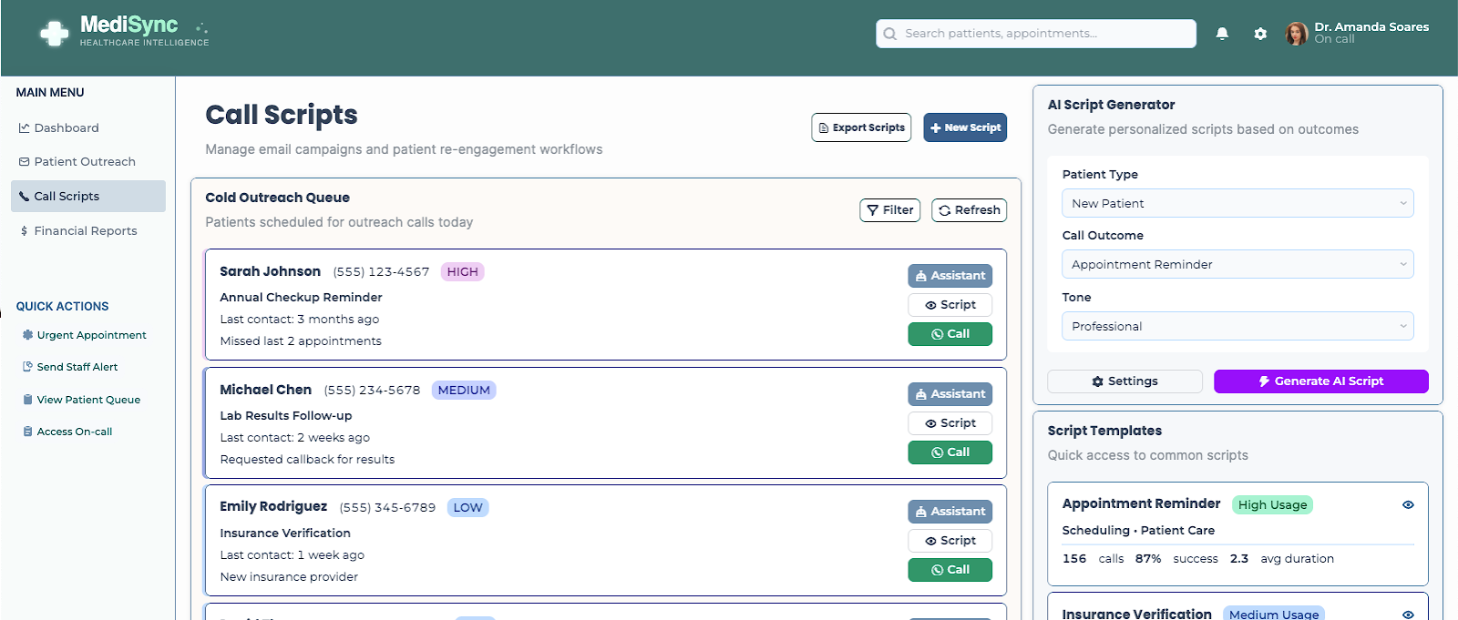 Call Scripts view - Bold Tech App template