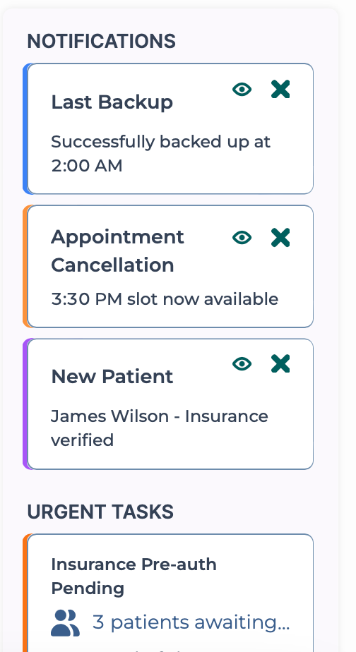 Notifications panel in Bold Tech Healthcare App Template