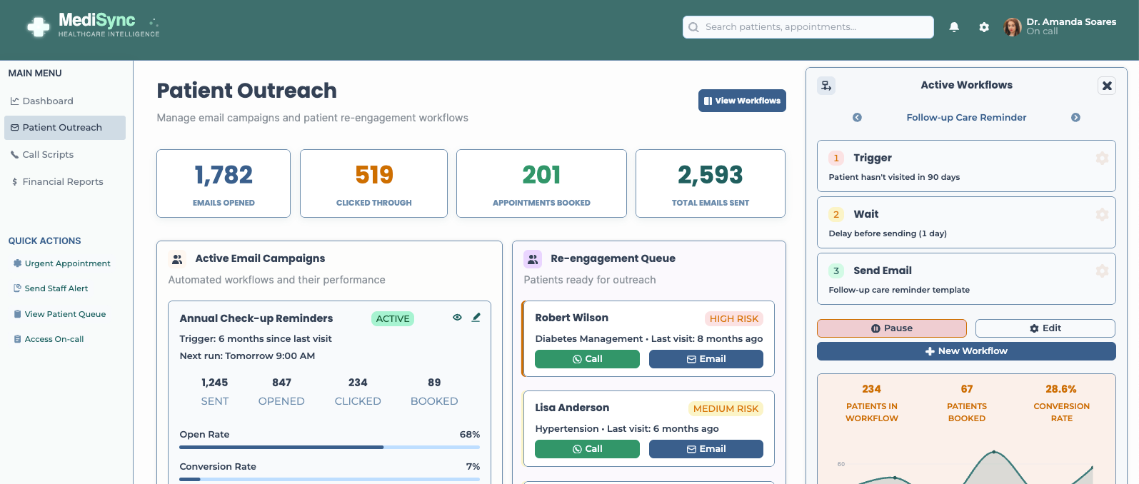 Patient Outreach view - Bold Tech App template