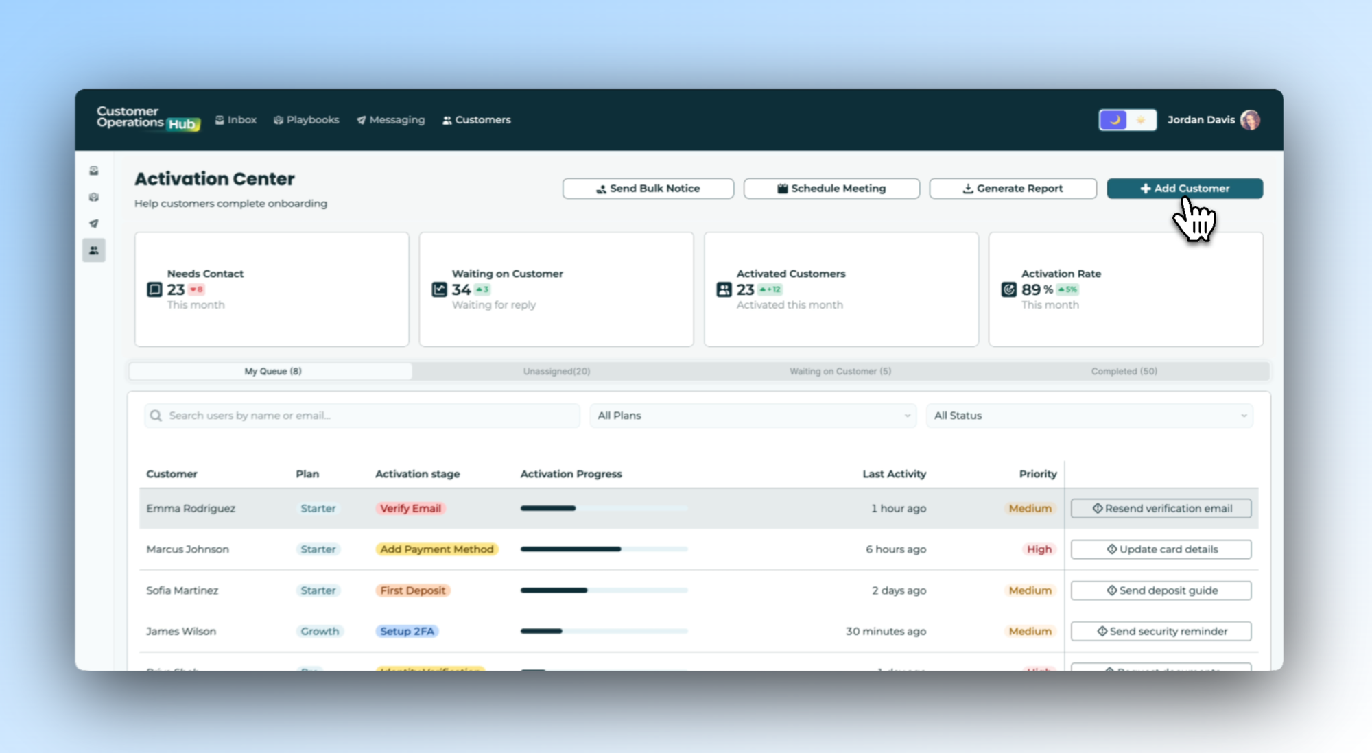 Activation Center in CS/CX App template