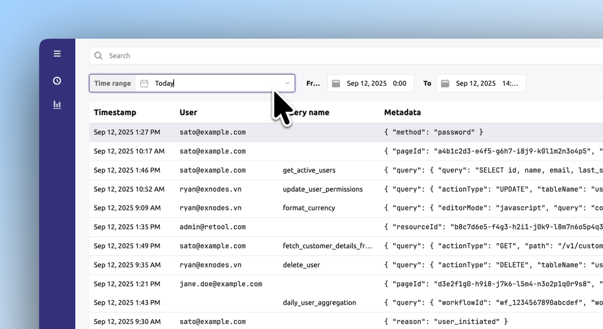 Retool custom audit logging app - template